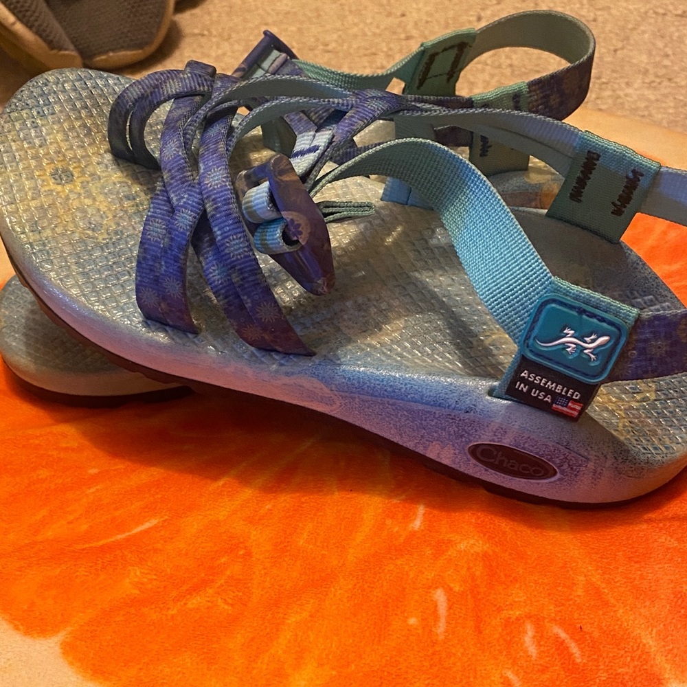 Ladies Chaco Vibrant Blue Multi-Strap Sandals - customized - size 7.5